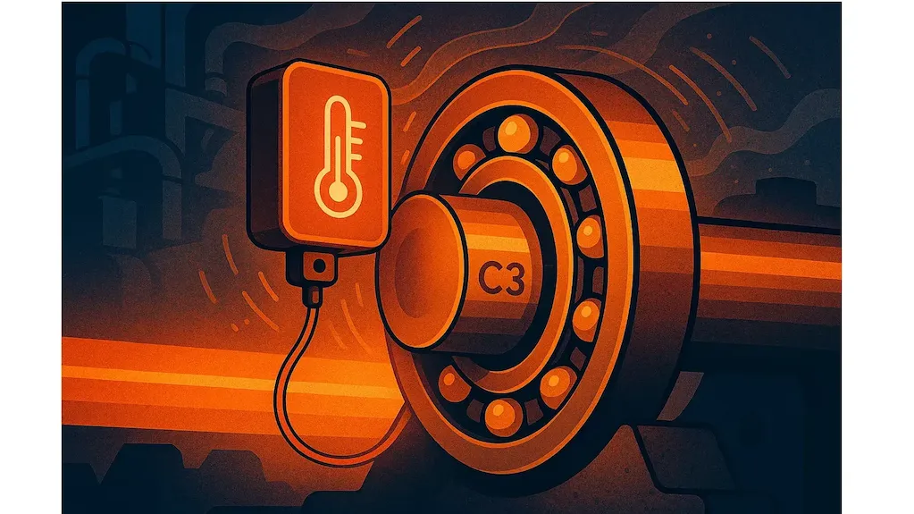 نصب سنسور دما روی بلبرینگ C3 در خط نورد آهن