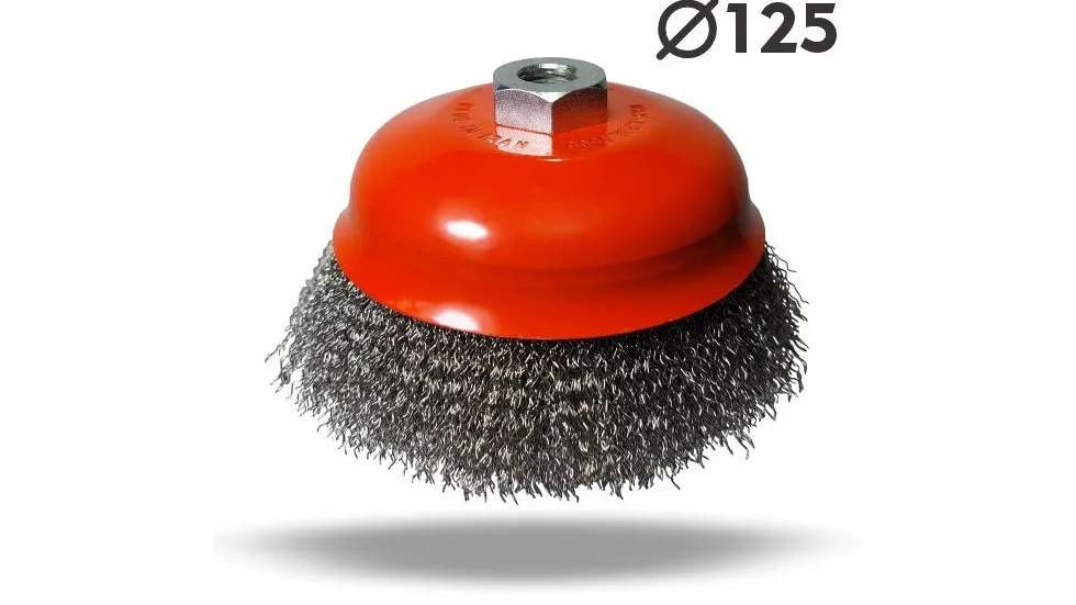  برس کاسه ای بدون طوقه افشان 125 یال 32 مرکز مهره سایز 14×2 mm 