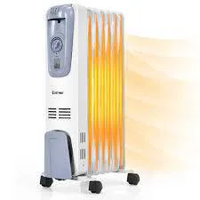 Costway 1500W Electric Oil Filled Radiator Style Space Heater for Indoor  use w/ 7-Fin Thermostat - Walmart.com