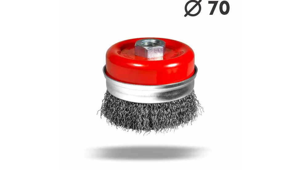 برس کاسه ای طوقه دار افشان 70 یال 20 مرکز مهره سایز 14×2 mm 