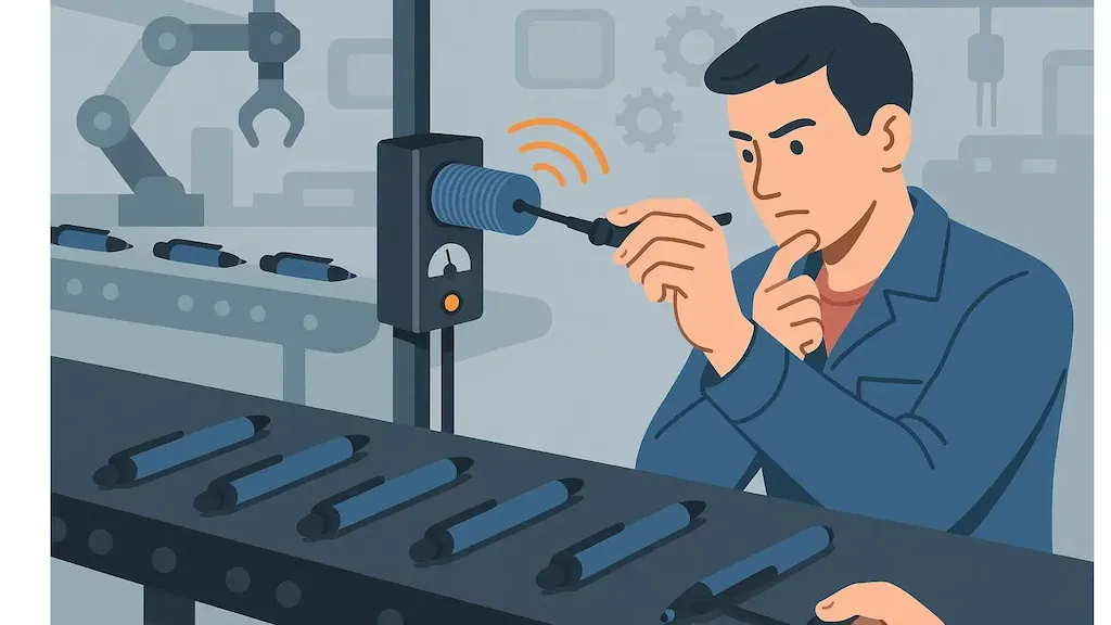 عیب‌یابی و تنظیم سنسور القایی در خطوط تولید خودکار