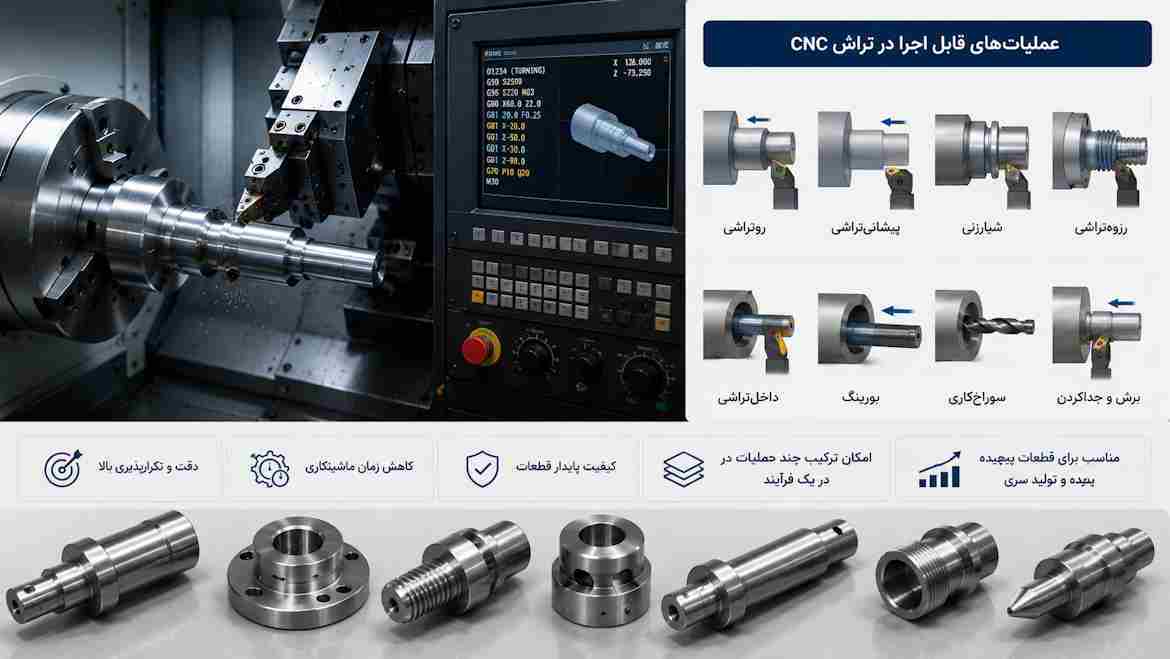 تکصان - عملیات تراشکاری در دستگاه CNC