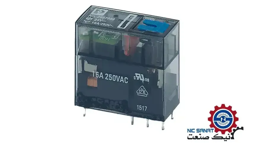 رله شیشه‌ای تک کنتاکت 24 ولت مدل REL-MR-24DC/21HC/MS فونیکس