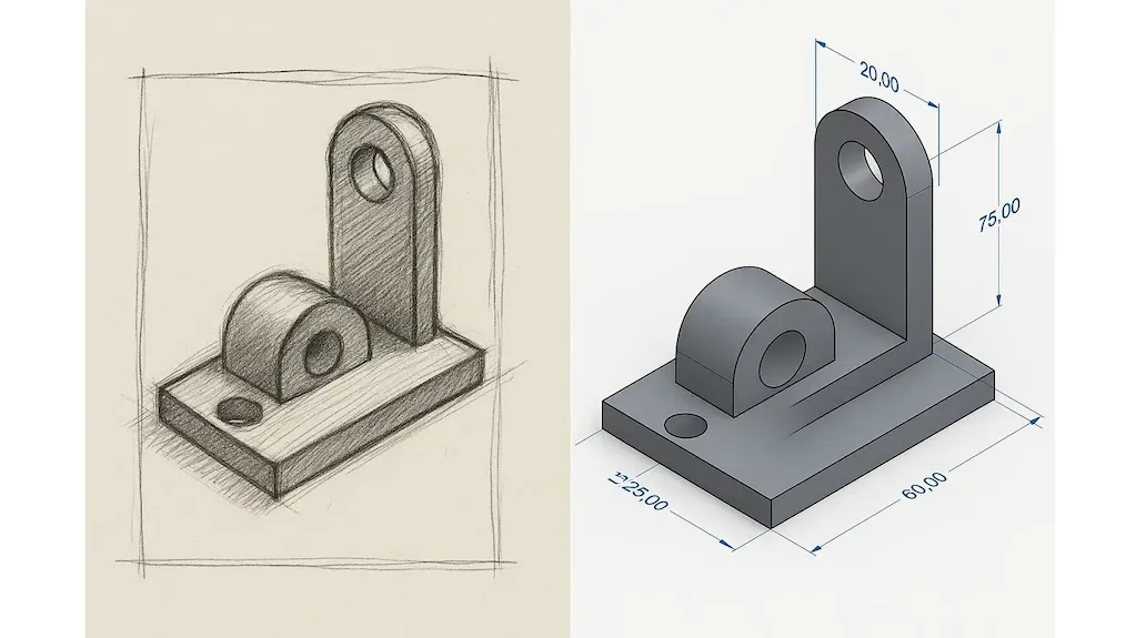تمرین طراحی قطعه از ایده تا نقشه با SolidWorks