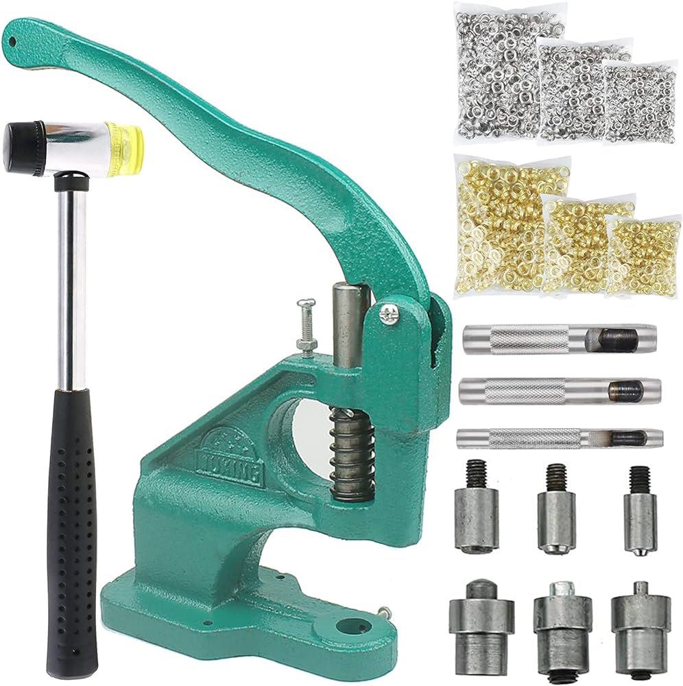 Hand Press Grommet Machine Tarp Grommet Tool Kit Heavy Duty Grommet Press  with Punch Hole Tool,Rubber Hammer,3 Dies (#0#2#4),3000Pcs Sliver/Gold  Grommets(1/4 3/8 1/2 inch) : Amazon.co.uk: DIY & Tools