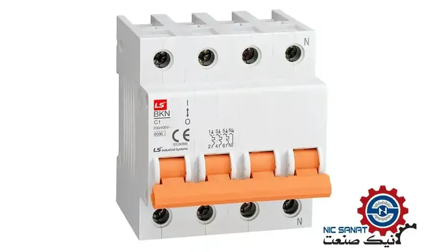 کلید مینیاتوری چهار پل 6A جریان قطع 6KA تیپ C ال اس کد BKN-4P-C6A