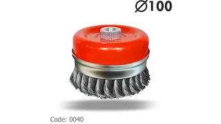  برس کاسه ای طوقه دار بافته 100 یال 22 مرکز مهره سایز 14×2 mm 
