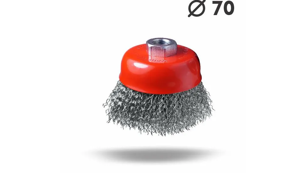  برس کاسه ای بدون طوقه افشان 70 یال 28 مرکز مهره سایز 14×2 mm 